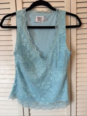 Princess Polly Light Blue Lace Tank Top